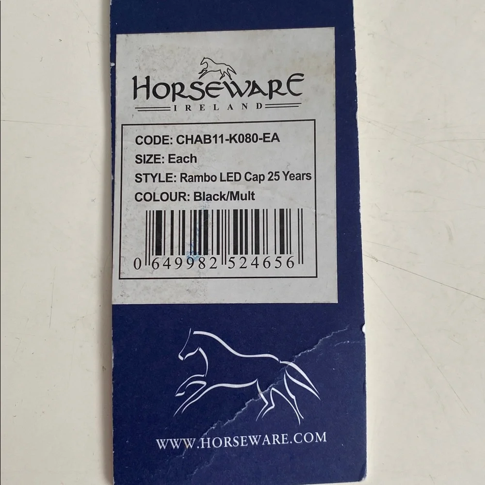 Rambo Horseware Ireland Black Cap with Rainbow Stripes and LED Light NWT - Picture 9 of 9